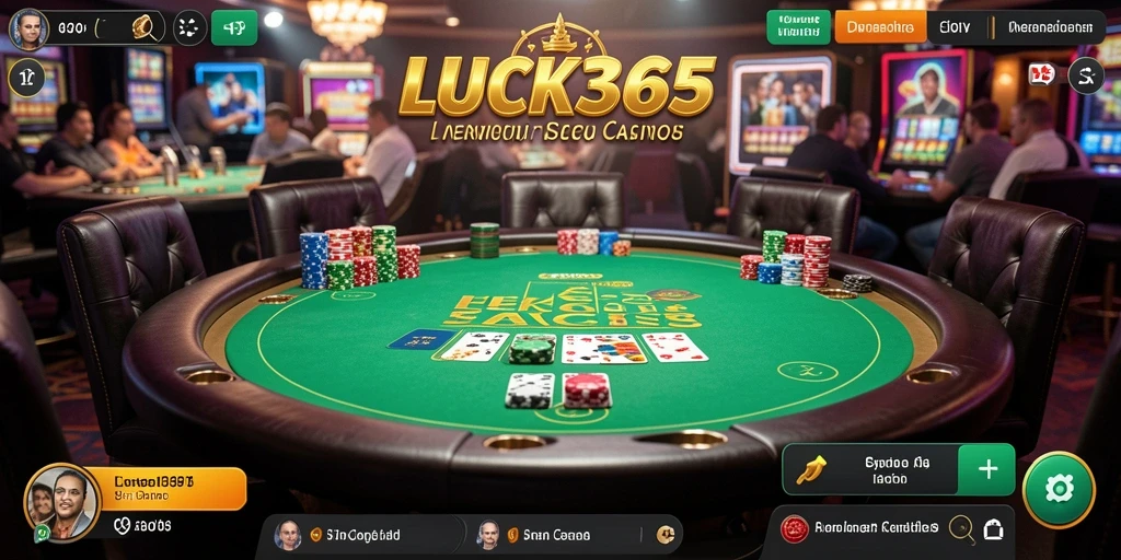 Screenshot gameplay LUCK365 yang menampilkan dealer langsung dan pemain menikmati permainan.