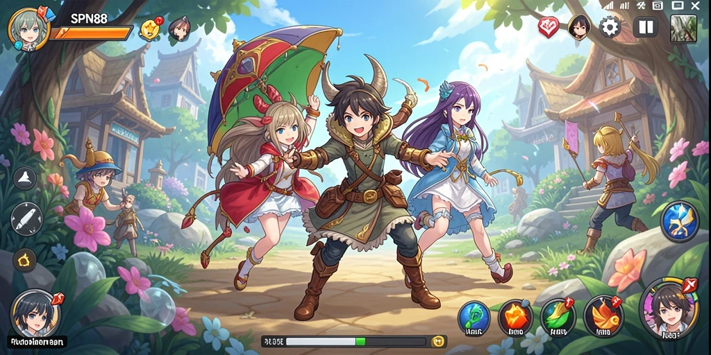 Screenshot gameplay SPN88 menunjukkan pertarungan karakter Anime yang mengasyikkan.